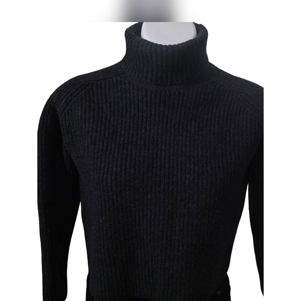 Banana Republic 100% Merino Wool Charcoal Ribbed Turtleneck Sweater